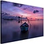 Schilderij Boot op meer, 2 maten, paars, Premium print