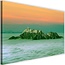 Schilderij Bergtoppen boven de wolken, 2 maten, groen/oranje, Premium print