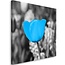 Schilderij Blauwe tulp in grijs veld, 80x80cm, blauw-grijs