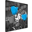 Schilderij Blauwe tulpen in grijs veld, 80x80cm, blauw-grijs