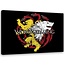 Schilderij , Dieren op frame , War is coming ,2 maten , multikleur , Wanddecoratie