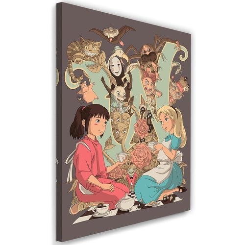 Schilderij , Thee feestje , Alice in Wonderland ,2 maten , multikleur , Wanddecoratie , Premium Print Schilderij , Thee feestje , Alice in Wonderland ,2 maten , multikleur , Wanddecoratie , Premium Print
