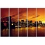 Schilderij , Brooklyn Bridge , Zwart oranje ,4 maten , 5 luik , wanddecoratie , Premium print , XXL