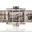 Schilderij , Bonjour Parijs, Grijs beige ,4 maten , 5 luik , wanddecoratie , Premium print , XXL