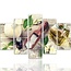 Schilderij , Bloemen en ingrediënten , Multikleur , 4 maten , 5 luik , wanddecoratie , Premium print , XXL
