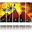 Schilderij , 3 Pyramides , Geel groen oranje ,4 maten , 5 luik , wanddecoratie , Premium print , XXL