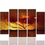 Schilderij , Boom bij zonsondergang , bruin oranje ,4 maten , 5 luik , wanddecoratie , Premium print , XXL