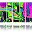 Schilderij , Abstract Landschap ,4 maten , 5 luik , multikleur, wanddecoratie , Premium print , XXL
