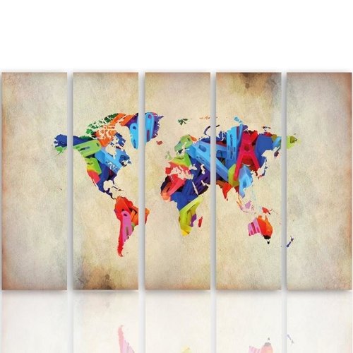 Schilderij Bonte wereld van vandaag, Vijfluik, XXL, 4 maten Schilderij Bonte wereld van vandaag, Vijfluik, XXL, 4 maten
