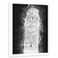 Foto in frame , Toren van Pisa ,70x100cm , zwart wit , wanddecoratie