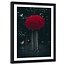 Foto in frame , Rode paraplu in de regen ,120x80cm , rood zwart , wanddecoratie