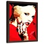 Foto in frame , Vrouw in rood ,70x100cm , rood beige , wanddecoratie
