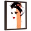 Foto in frame , Vrouw met oranje streep op gezicht ,70x100cm , Zwart wit oranje , wanddecoratie