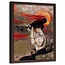Foto in frame ,Artistieke Vrouw met hoed ,Historisch Tafereel ,70x100cm , Multikleur , wanddecoratie