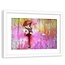 Foto in frame , Vrouw huppelend van blijdschap ,120x80cm , multikleur , wanddecoratie