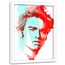 Foto in frame , Man met turquoise strepen ,70x100cm , Zwart wit turquoise , wanddecoratie