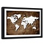Foto in frame , Wereld op donkere plank , 120x80cm , beige bruin , wanddecoratie
