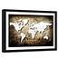 Foto in frame , Wereld op vintage hout , 120x80cm , beige bruin , wanddecoratie