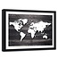 Foto in frame , Wereld op grijs hout , 120x80cm , grijs beige , wanddecoratie
