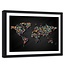 Foto in frame , Wereld met gekleurde stippen , 120x80cm , Multikleur , wanddecoratie