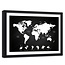 Foto in frame , Wereld in Zwart wit , Wereldkaart , 120x80cm , wanddecoratie , Premium print