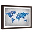 Foto in frame , Wereld in blauw tinten , Wereldkaart , 120x80cm ,wanddecoratie ,Premium print