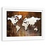 Foto in frame , Wereld op donker hout , 120x80cm , beige bruin , wanddecoratie