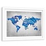 Foto in frame , Wereld in blauw tinten , Wereldkaart , 120x80cm ,wanddecoratie ,Premium print