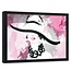 Foto in frame , Vrouw met hoed , 120x80cm , zwart wit roze , wanddecoratie