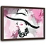 Foto in frame , Vrouw met hoed , 120x80cm , zwart wit roze , wanddecoratie