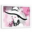 Foto in frame , Vrouw met hoed , 120x80cm , zwart wit roze , wanddecoratie