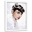 Foto in frame , Audrey Hepburn 3 , 70x100cm , zwart wit ,Premium print