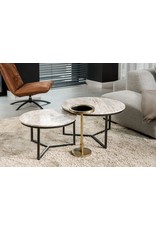 Mister Habitat The Hamilton Ronde Tafel - Antique Goud & Zwart Glas