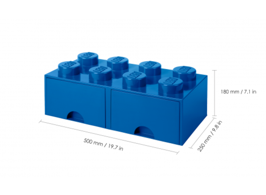 Brick 8 Opbergbox 2 Lades Blauw