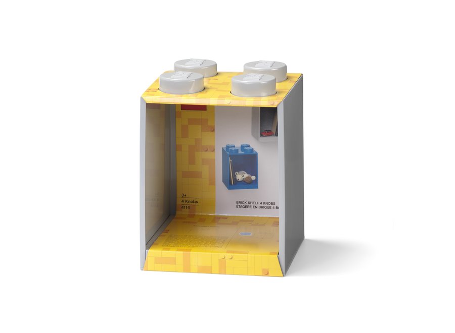 Lego Brick 4 Wandplank Grijs