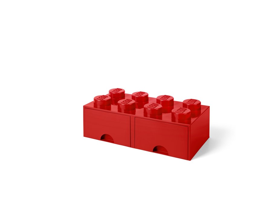 Brick 8 Opbergbox 2 Lades Rood