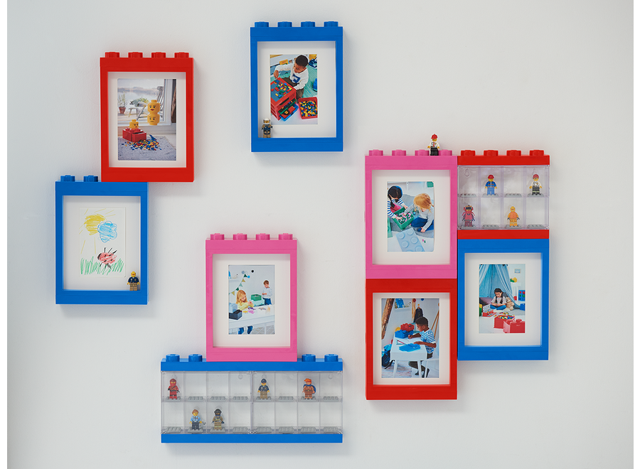 Minifiguur 16 Display Case Blauw