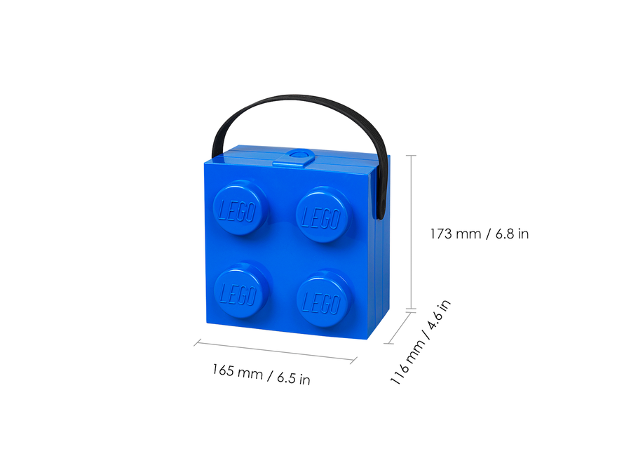 Broodtrommel Brick 4 met Handvat Blauw