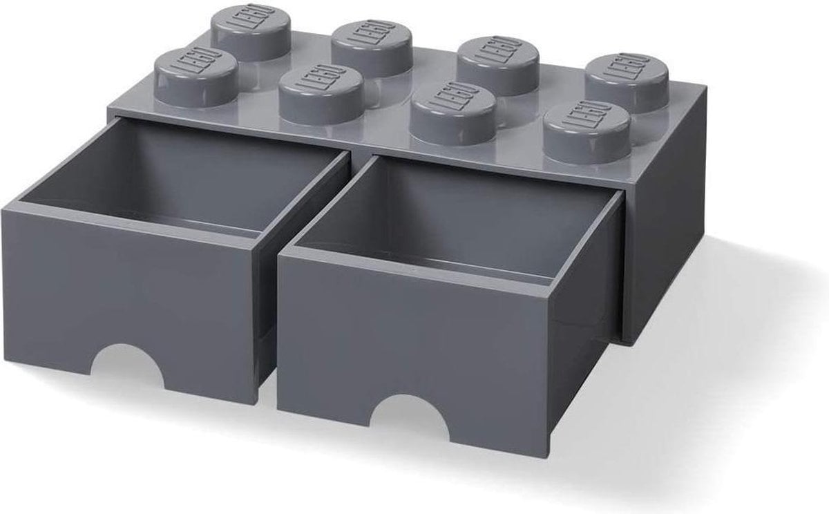 Tekstschrijver Elementair Herkenning Lego Brick 8 Opbergbox met Lades Donker Grijs 50x25cm 9.2L - Best Brands  For Living