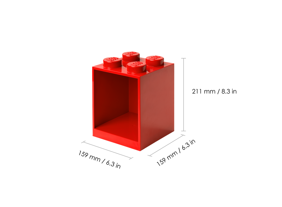 Lego Brick 4 Wandplank Rood