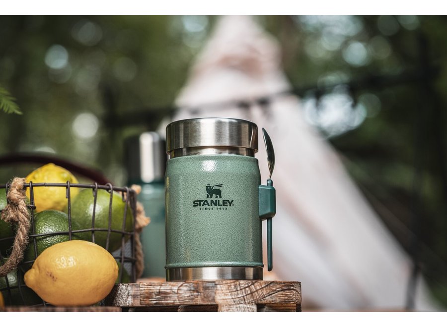 Legendary Food Jar + Spork 0.4L Hammertone Green