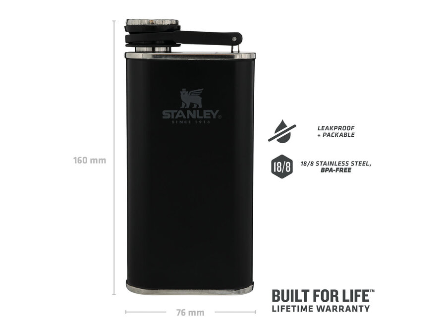 Easy Fill Wide Mouth Flask 230ml Matte Black Pebble