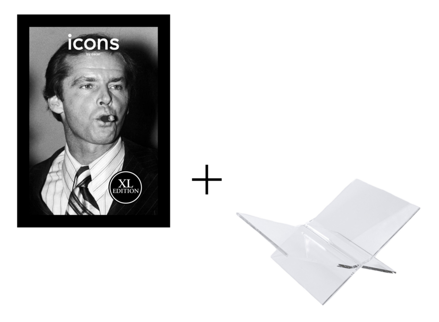 Tafelboek Icons by Oscar XL Edition + Boekenstandaard Transparant