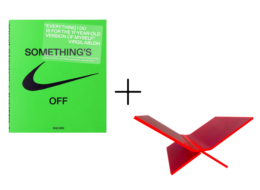 Tafelboek Virgil Abloh. Nike. ICONS + Boekenstandaard Roze