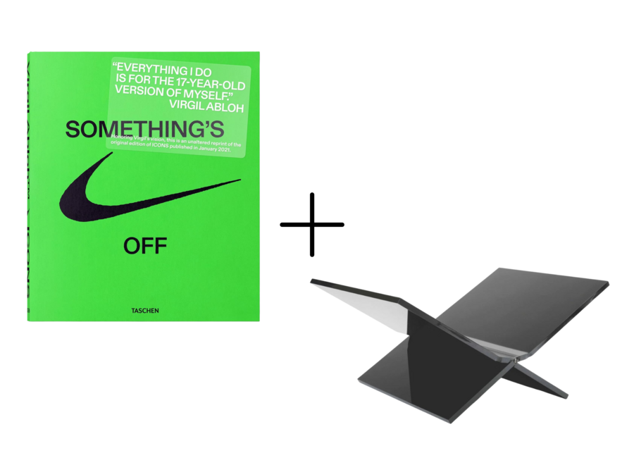 Tafelboek Virgil Abloh. Nike. ICONS + Boekenstandaard Zwart