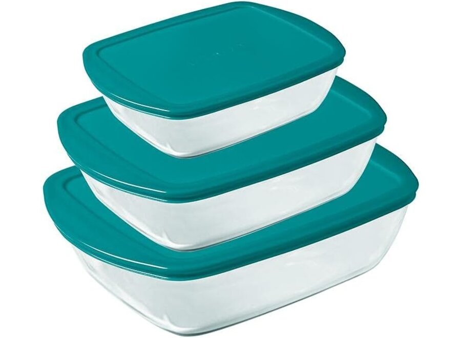 Cook & Store Schaal met Deksel Rechthoek 3-delig