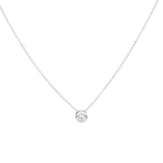 GLOW 14 karaat witgouden ketting met ronde hanger en diamant 45cm 202.3011.45