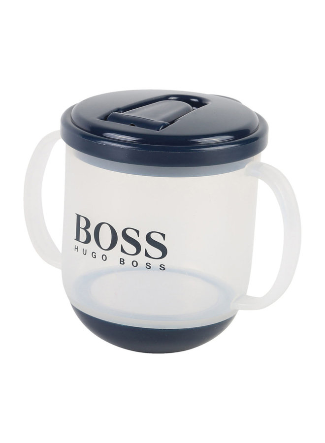 Hugo Boss Designer Baby Trinkbecher / Schnabeltasse mit Logo in blau BPA frei auch ein tolles Geschenk