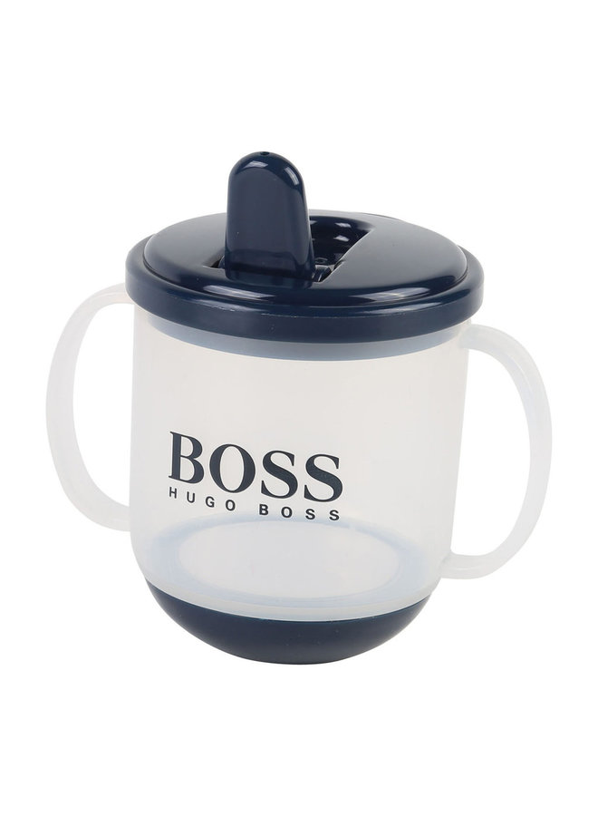 Hugo Boss Designer Baby Trinkbecher / Schnabeltasse mit Logo in blau BPA frei auch ein tolles Geschenk