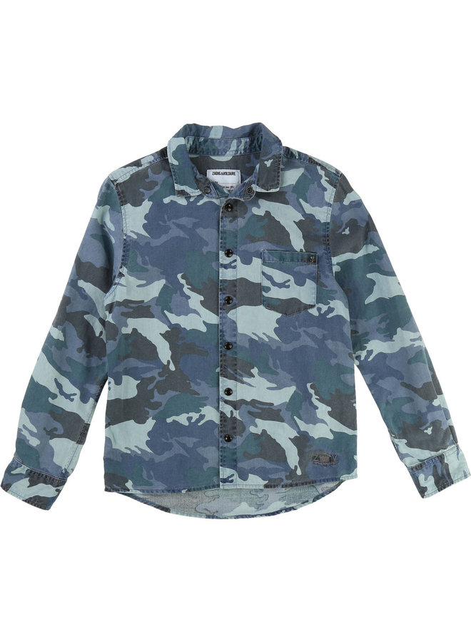 Zadig & Voltaire Hemd mit Camouflage blau